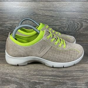 Dansko Elise Tan Suede Lime Green Lace Up Sneakers - Women's 8.5 to 9 (EU 39)
